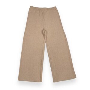 Alex Marie Pants Women Large Brown Wide Leg Elastic Waist Knit Crop Pull On NWT